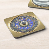 Blue Zodiac Wheel Getränkeuntersetzer (Linke Seite)