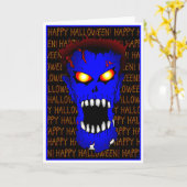 Blue ZOMBIE Halloween-Karten Karte (Gelbe Blume)