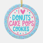 Blue Zuckerguss und Sprinkles I Liebe Donuts Kuche Keramik Ornament (Vorne)