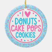 Blue Zuckerguss und Sprinkles I Liebe Donuts Kuche Keramik Ornament (Hinten)