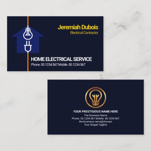 Blue Zuhause Electric Power Line Electrical Servic Visitenkarte (Vorne/Hinten)