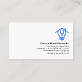 Blue Zuhause Electrical Wire Circuit Visitenkarte (Rückseite)