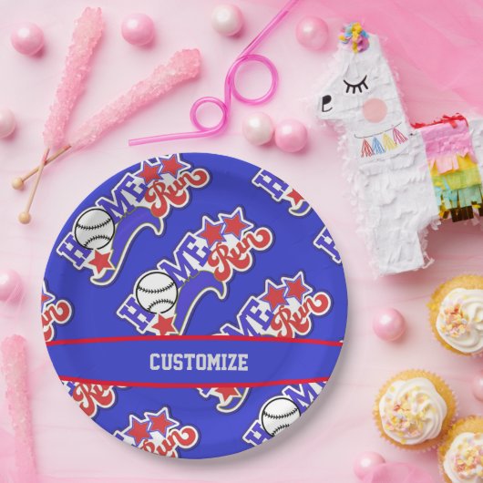 Blue Zuhause Run Baseball Pappteller (Party)