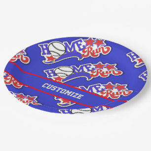 Blue Zuhause Run Baseball Pappteller
