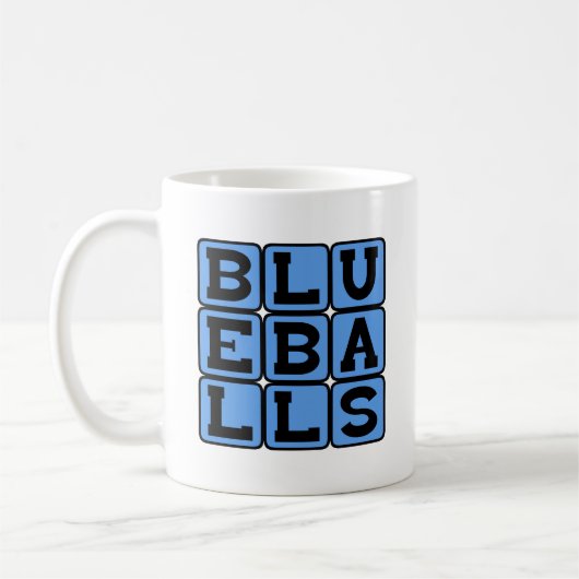 Blueballs, blaue Balls Kaffeetasse (Links)