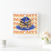 Bluebeeren mit Pancakes überzogen Quadratische Wanduhr (Zuhause)