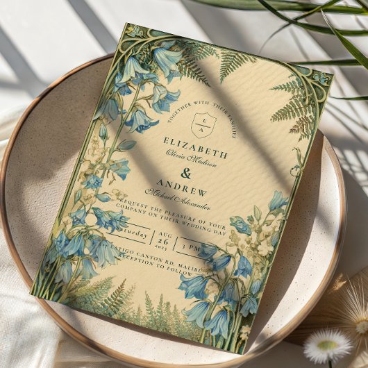 Bluebell Art Nouveau Wedding Einladung