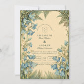 Bluebell Art Nouveau Wedding Einladung (Vorderseite)