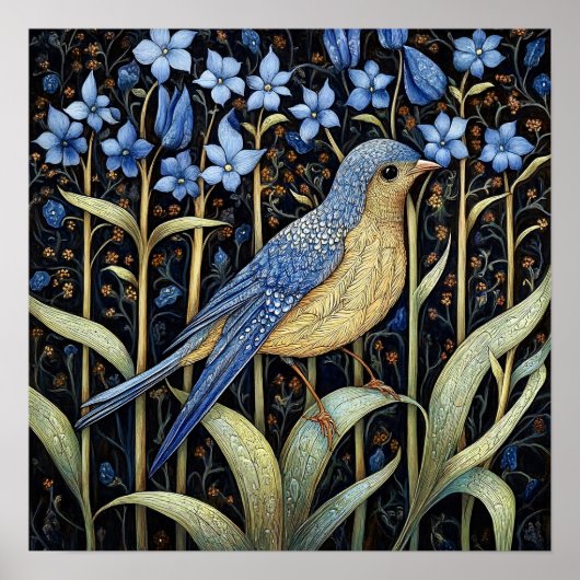 Bluebell Bird Painting Art Print Poster (Vorne)