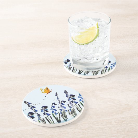 Bluebell Blume Butterfly Floral Getränkeuntersetzer (Seite)