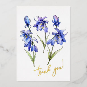 Bluebell Blume "Danke!" bearbeitbar Folien Feiertagskarte