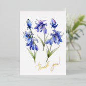 Bluebell Blume "Danke!" bearbeitbar Folien Feiertagskarte (Stehend vorne)