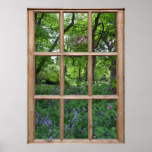 Bluebell Garden View von einem Fenster aus