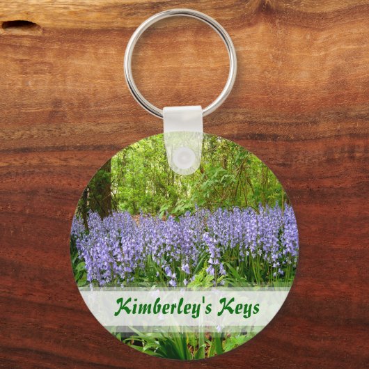 BLUEBELL HOLZ - Benutzerdefinierter Text Schlüsselanhänger (Vorderseite)
