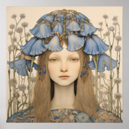 Bluebell Portrait Art Print Poster