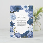 Bluebell Smoke, Marine Slate & Winter Sky Wedding Einladung (Stehend Vorderseite)