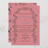Bluebell Wildblumen Arch Wedding Set Dusty Rose Einladung (Vorne/Hinten)