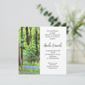 Bluebell wood Funernouncement Card Einladung (Stehend Vorderseite)