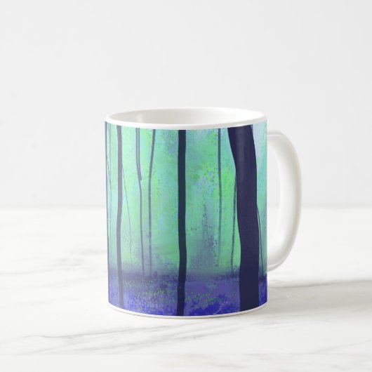 "Bluebell Wood" Green Blue Spring Art Kaffeetasse (VorderseiteRechts)