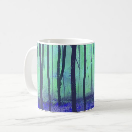 "Bluebell Wood" Green Blue Spring Art Kaffeetasse (Vorderseite Links)