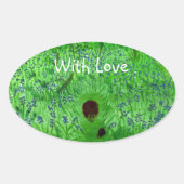 Bluebell Wood Igel Ovaler Aufkleber (Vorderseite)