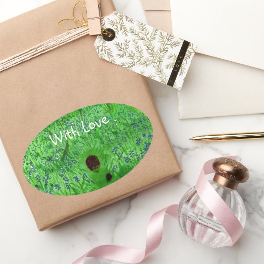 Bluebell Wood Igel Ovaler Aufkleber (Schenken)