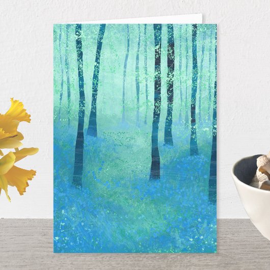 Bluebell Woodland Landscape Greetings Card Ankündigung