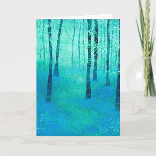 Bluebell Woodland Landscape Greetings Card Ankündigung (Vorderseite)