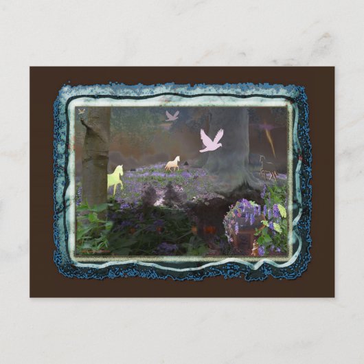 Bluebellfeld mit Einhörnchen Postkarte (Vorderseite)
