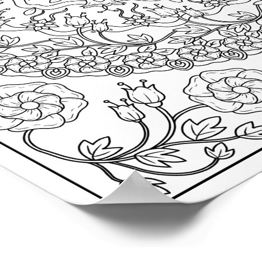 Bluebells and Vines Mandala Adulting Coloring Poster (Ecke)