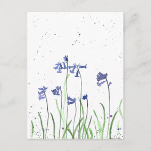 Bluebells Aquarell Bluebell Wildblume Natur Postkarte