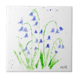 Bluebells Aquarellblau hübsch elegant Fliese