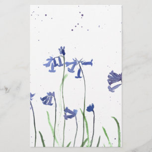 Bluebells Aquarellfarben Blume blau blumenreich ru Briefpapier