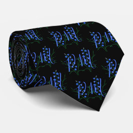 Bluebells Black Monogram Neck Tie Krawatte