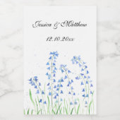 Bluebells Blaue Blumen Wasserfarbenwelt Hochzeit Weinetikett (Einzelnes Label)