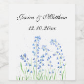 Bluebells Blaue Blumen Wasserfarbenwelt Hochzeit Weinetikett (Einzelnes Label)