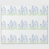 Bluebells blaue Blüten Wasserfarbe Blütenblüte Rus Geschenkpapier (Flach)