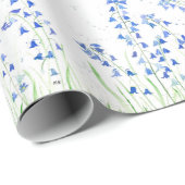 Bluebells blaue Blüten Wasserfarbe Blütenblüte Rus Geschenkpapier (Rolleneckpunkt)