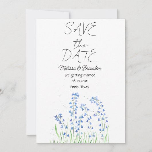 Bluebells Blue Floral Rustic Wedding Einladung (Vorderseite)