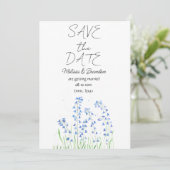 Bluebells Blue Floral Rustic Wedding Einladung (Stehend Vorderseite)
