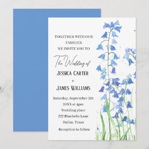 Bluebells Blue Floral Watercolor Spring Wedding Einladung