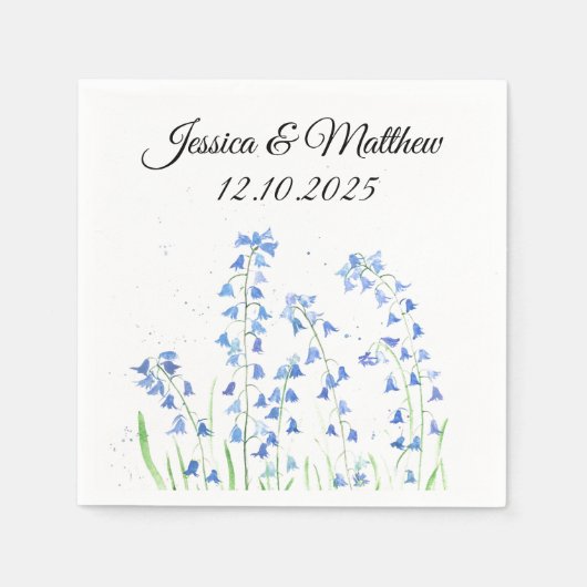 Bluebells Blume Blumen Wasserfarben Natur Hochzeit Serviette (Vorderseite)