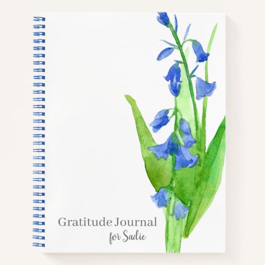 Bluebells Blume Dankbarkeit Personalisiert Journal Notizblock (Vorderseite)
