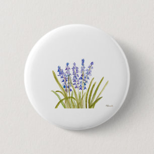 Bluebells Blume Elegante Aquarellblau Button