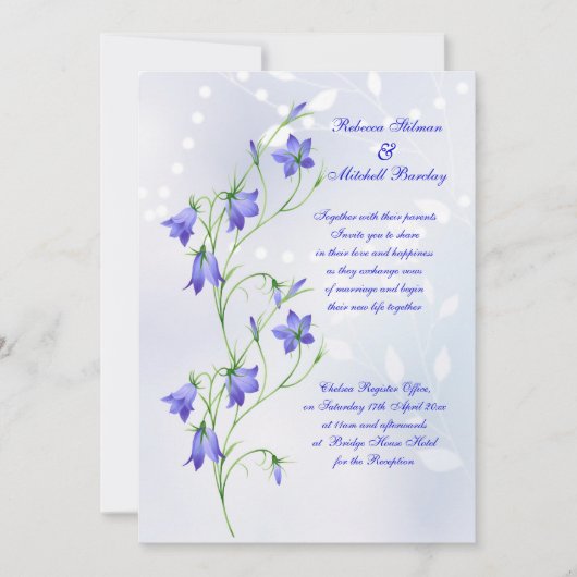 Bluebells-Blumen, die Einladung Wedding sind (Vorderseite)