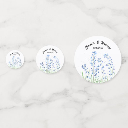 Bluebells Blumenblume Wasserfarben Hochzeiten Konfetti (Rückseiten)