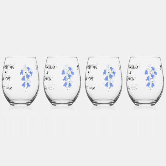 Bluebells Four Stemless Wine Glasses Weinglas Ohne Stiel (Vorderseite)