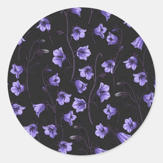 Bluebells, Harebells, Blumen Runder Aufkleber (Vorderseite)