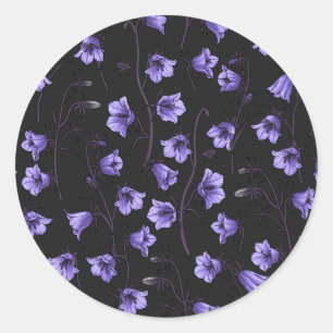 Bluebells, Harebells, Blumen Runder Aufkleber