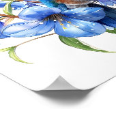 Bluebells Hummingbird Aquarellfarben Print Poster (Ecke)
